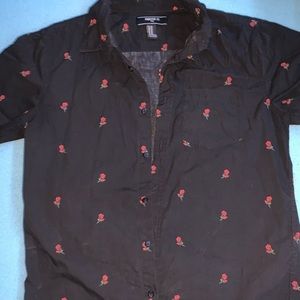 Black roses button down t-shirt from forever 21